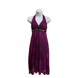 Ruby Rox Halter, High Waist Summer Dress Magenta/Purple Size S